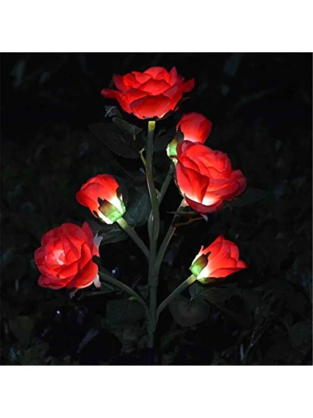 Solar Rose Garden Lights Waterproof Outdoor Flower Stake Landscape Decor 6 Heads